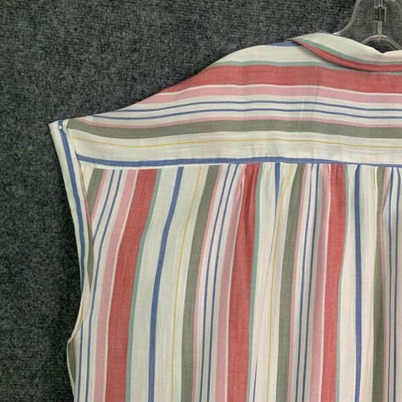 Old Navy Striped Shirt Women XXL Cap Sleeve Tie Waist Cool Summer Cotton Rayon - Picture 10 of 12